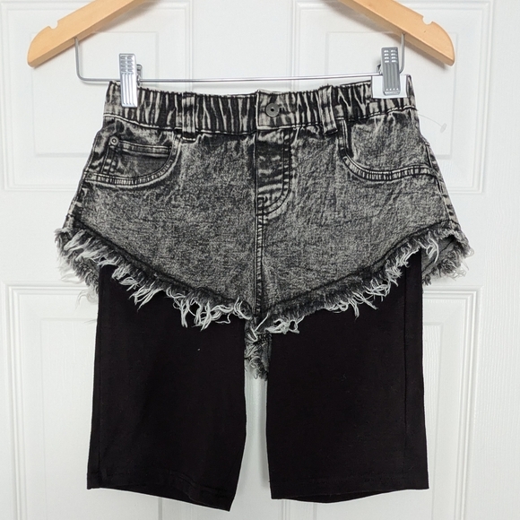 🔷NWT - Kendall & Kylie Black Combination  Cut-Off Jean And Bike Shorts In One - Picture 1 of 9